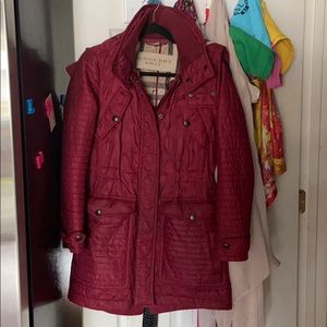 Women's small Burberry Winter Jacket in Cranberry